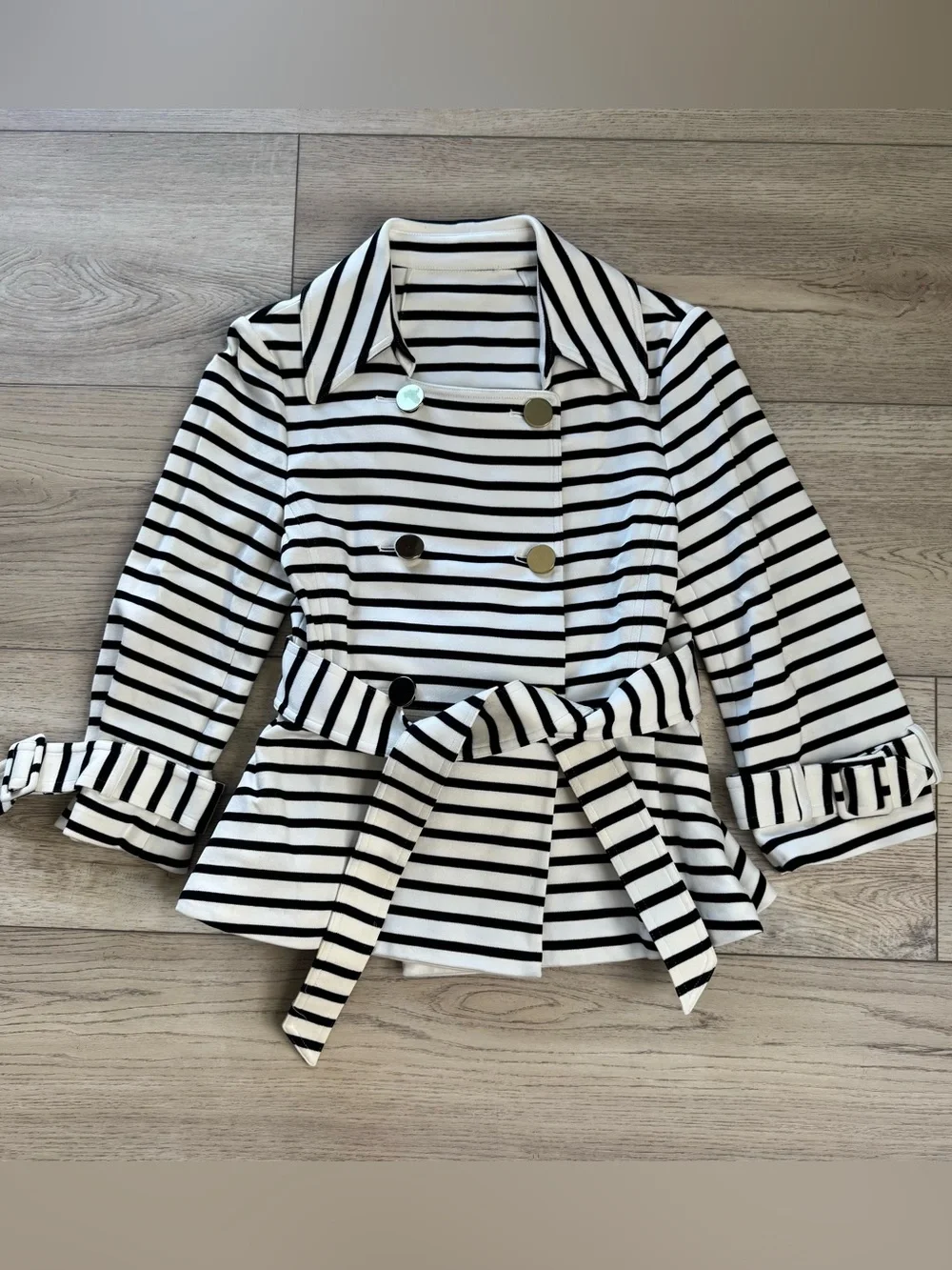 Kate Spade Striped Double Breasted Jacket with Bow Tie size Small